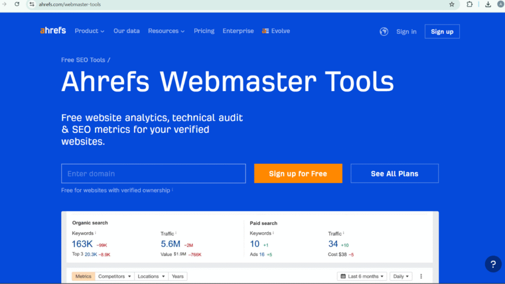 Top 10 Free SEO Tools for Beginners - Ahrefs Webmaster Tools